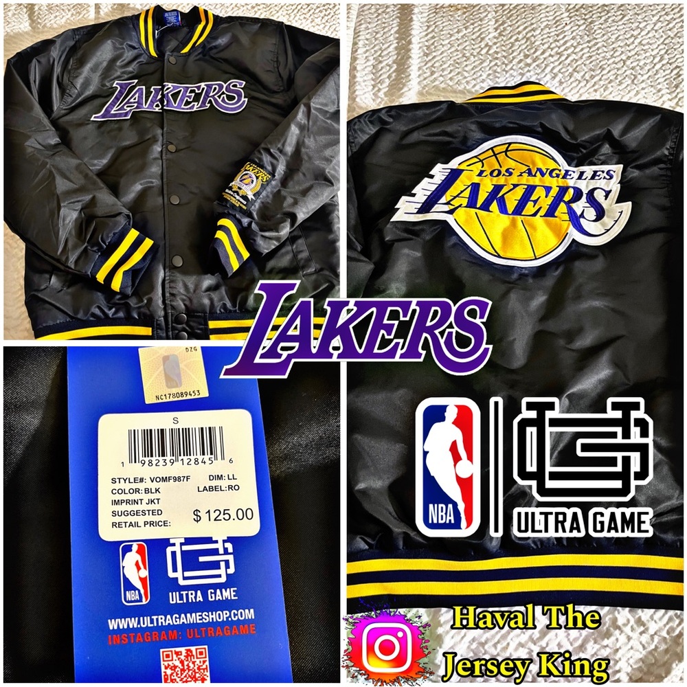 Mens ULTRA GAME NBA Black Los Angeles Lakers Varsity Jacket 🧥🏀